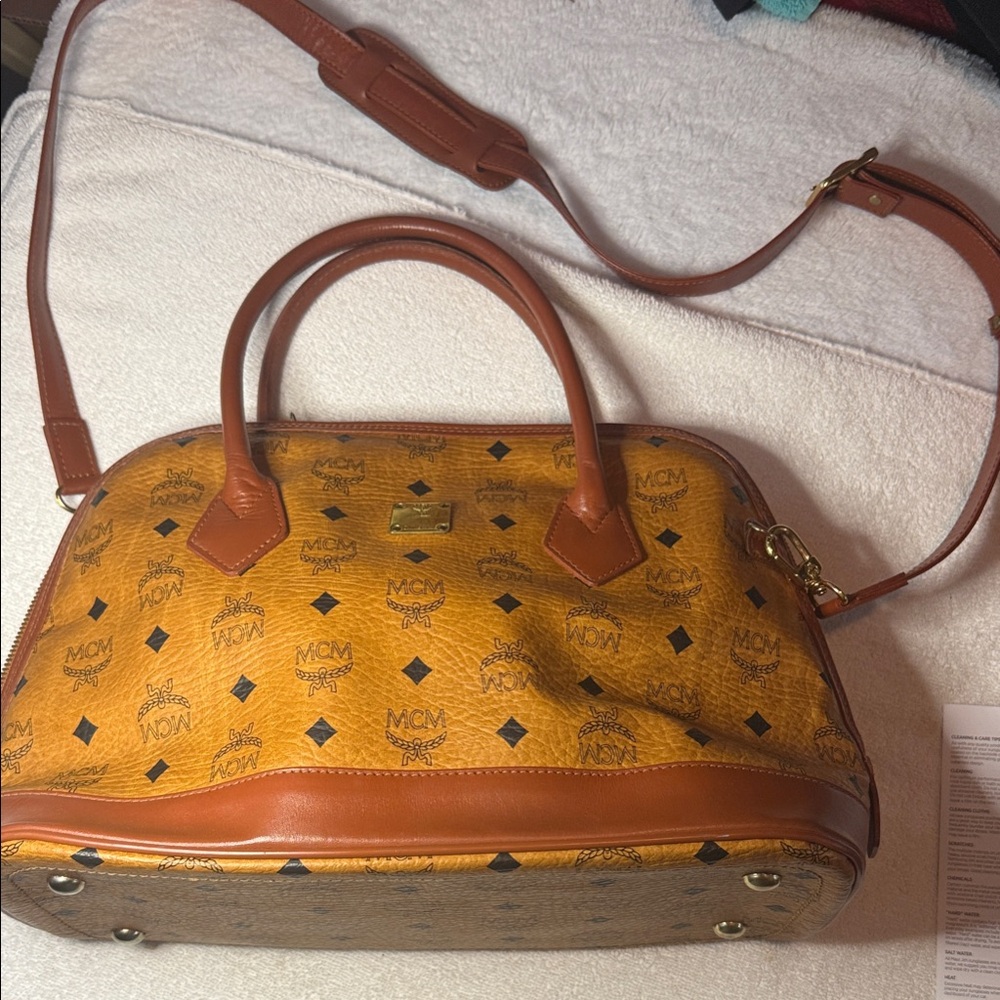 MCM Cognac Leather Satchel